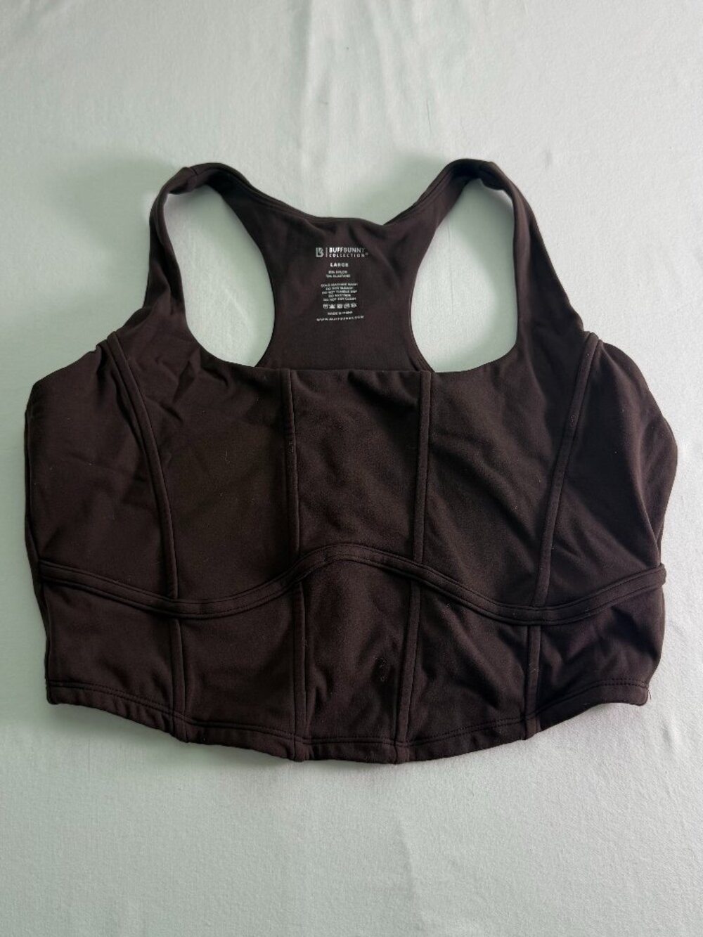 Buffbunny Collection Brown Longline Sports Bra Racerback Athletic Top Size Large